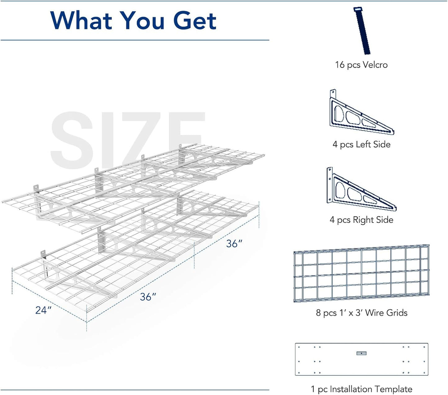 FLEXIMOUNTS 2-Pack 2x6ft 24-inch-by-72-inch Wall Shelf Garage Storage Rack Floating Shelves, White