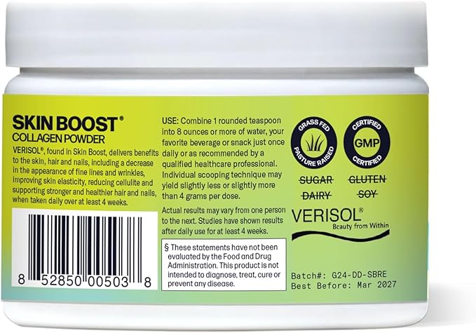 Sparkle Skin Boost Orange Verisol Collagen Peptides Protein Powder Vitamin C Supplement Drink, 5.3oz