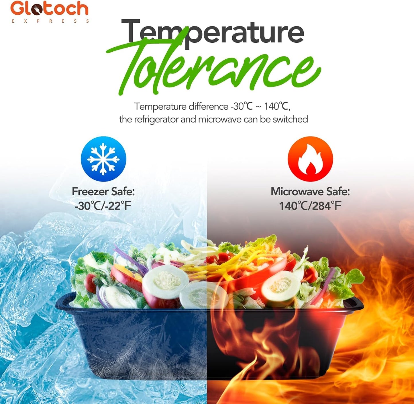 Glotoch Meal Prep Containers Reusable with Lids, 24oz 10 Pack (20-Piece) Food Storage Containers Microwave,Freezer,Dishwasher Safe, Leakproof & BPA Free Durable Plastic Bento Box To Go Take Out