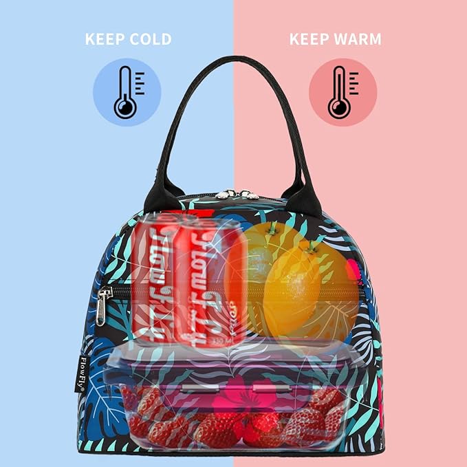 FlowFly Insulated Lunch Cooler Bag - Tote Bag Organizer for Women/Men, Leaf