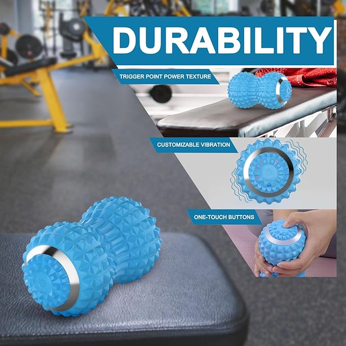 Uppye Vibrating Massage Ball for Pain Relif, Mobility Ball for Physical Therapy and Workout Recovery, Deep Tissue Myofascial Release Tools - Back, Shoulder & Foot Muscle Massager (Blue)