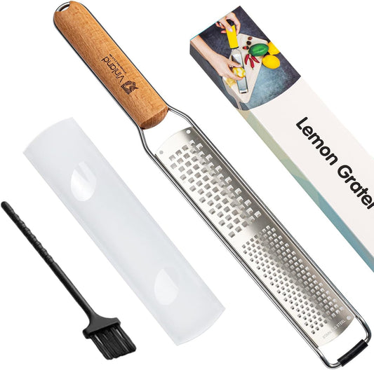 Citrus Lemon Zester & Cheese Grater (Razor-Sharp Stainless Steel Blade & Protect Cover) For Citrus, Parmesan Cheese, Lemon, Ginger, Garlic, Chocolate, Nutmeg, Vegetables and Fruits - Dishwasher Safe