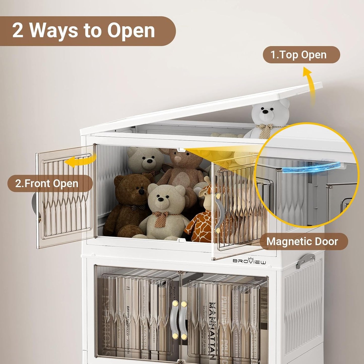 320Qt Stackable Storage Bins with Lid, Extra Large Closet Organizer Collapsible Drawer Boxes with Wheels, Folding Plastic Cabinet Containers for Home Kitchen Room Organization, 4Pack White