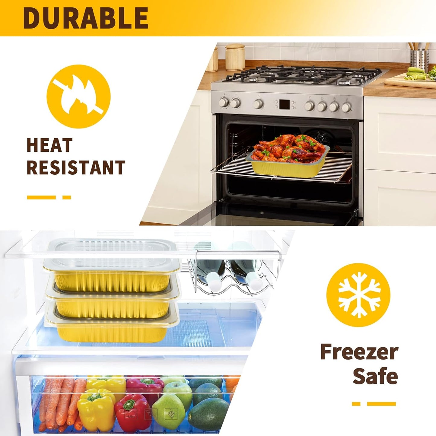 20 Pack 11"×8" Aluminum Pans with Lids Heavy Duty 5 LB Capacity Foil Food Containers with Lid, Disposable Tin Foil Pans with Lids for Baking, Meal Prep, Freezer, Heating and Takeout