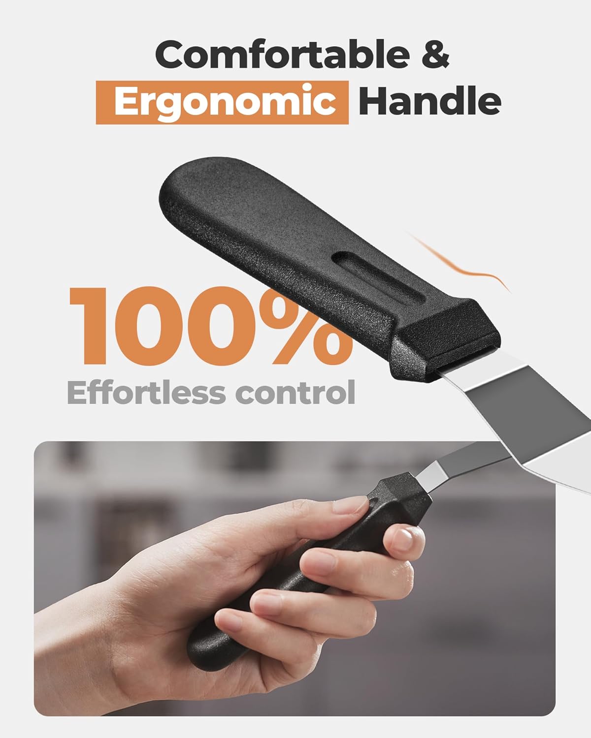 Kootek Angled Icing Spatula Set with 6", 8" & 10" Blade, Stainless Steel Offset Spatula Frosting Smoother Cake Spatulas for Cake Decorating, Baking