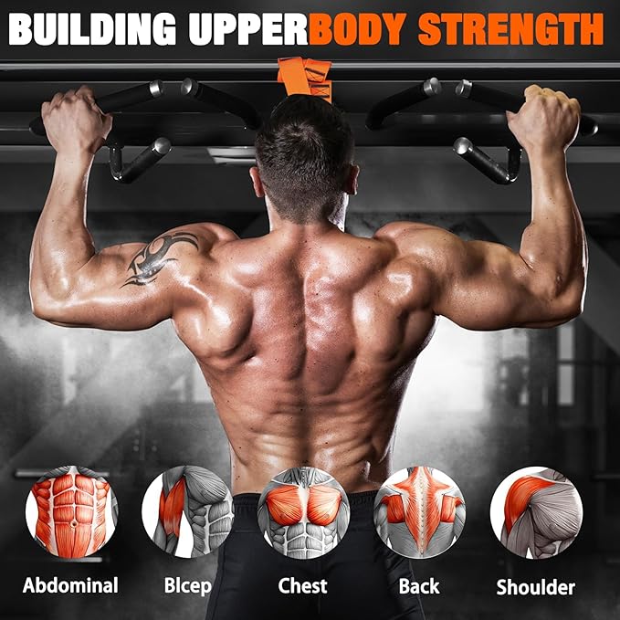 Pull Up Assistance Bands,Up to 300 lbs Assistance,Adjustable Heavy Duty 4 Resistance Bands for Pull up, with Feet/Knee Rest, Handle and Door Anchor for Home Gym Fitness Exercise Strength Training