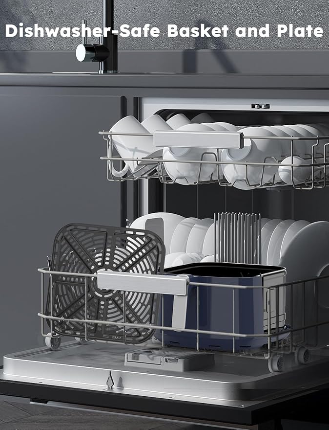 Nuwave Brio Plus 8 Qt Air Fryer, PFAS Free, New & Improved, Digital Touch Screen, Cool White Display, 50°F~400°F in Precise 5°, 5 Cook Functions, 100 Presets & 50 Memory, 3 Wattages 700, 1500, 1800