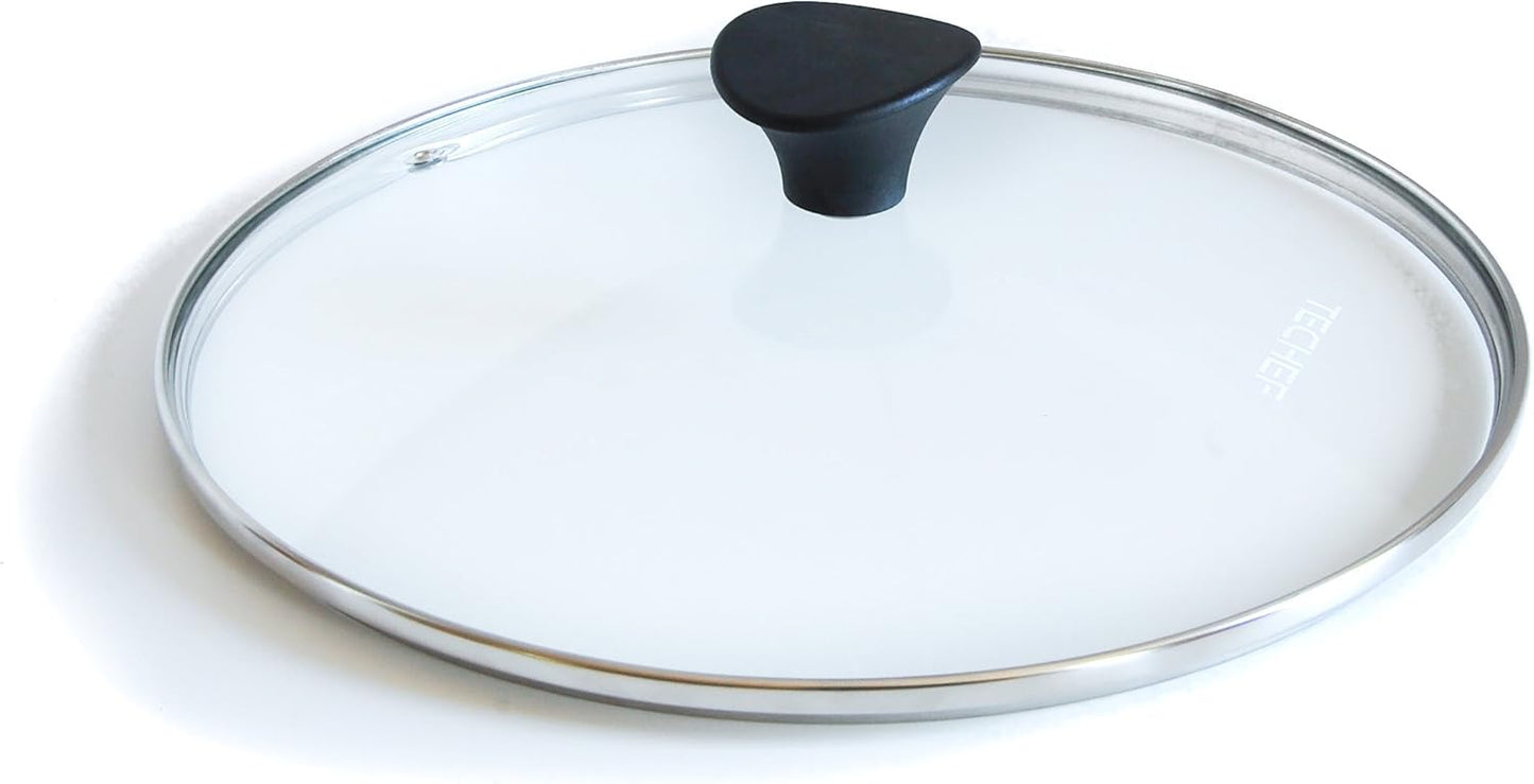 TECHEF 12 Inch Tempered Glass Lid – Lid for 12” Pans and Skillets – Steam Vent, Oven & Dishwasher Safe – Tempered Glass – Made in Korea