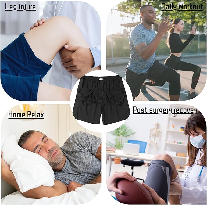 Deyeek Unisex Tear Away Shorts Snap On Athletic Cotton Shorts Post Knee Surgery Recovery Hip Replacement Pants with Pockets