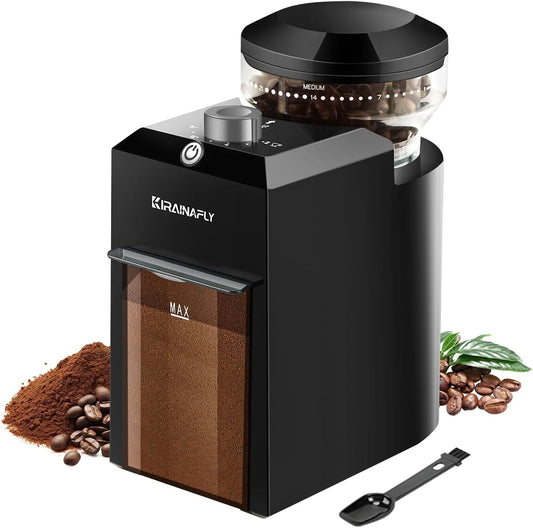 Electric Burr Coffee Grinder,Adjustable coffee grinder with 28 Precise Grind Setting for French Press, Drip Coffee and Espresso,12 Cups, (Black+Gray)