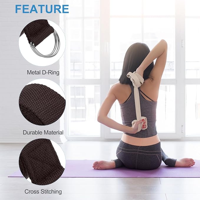 PATIKIL Yoga Strap for Stretching Cotton Yoga Belt with Adjustable Metal D-Ring Buckle Stretch Band for Fitness Pilates