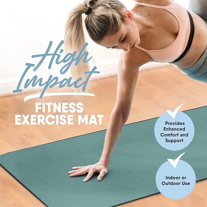 MICRODRY Deluxe Fitness Exercise Yoga Mat for Home & Gym, Extra Thick for High Impact Training, Multi Layered Skid Resistant Surface, Odor Neutralizing with Carrying Strap