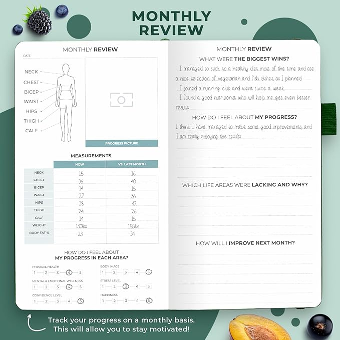 Clever Fox Wellness Planner - Weekly & Daily Health and Wellness Log, Food Journal & Meal Planner Diary for Calorie Counting, Notebook for Medical Condition Tracking – Pocket size (Forest Green)