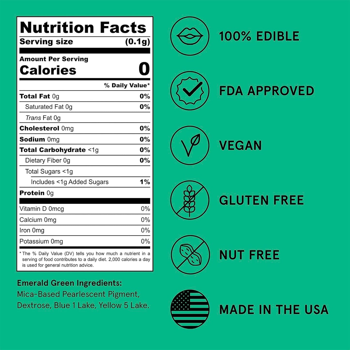 Fancy Sprinkles Emerald Green Premium Edible Glitter, 100% Edible Glitter for Sparkling Food & Drinks No Taste or Texture (4gm)