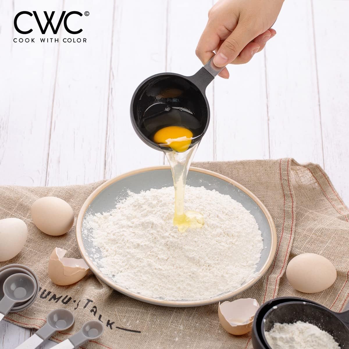 COOK WITH COLOR Measuring Cups Set and Measuring Spoon Set, Stainless Steel Handles, Nesting Kitchen Measuring Set, Liquid Measuring Cup Set, 12 PC Stainless Steel, Black and White Collection