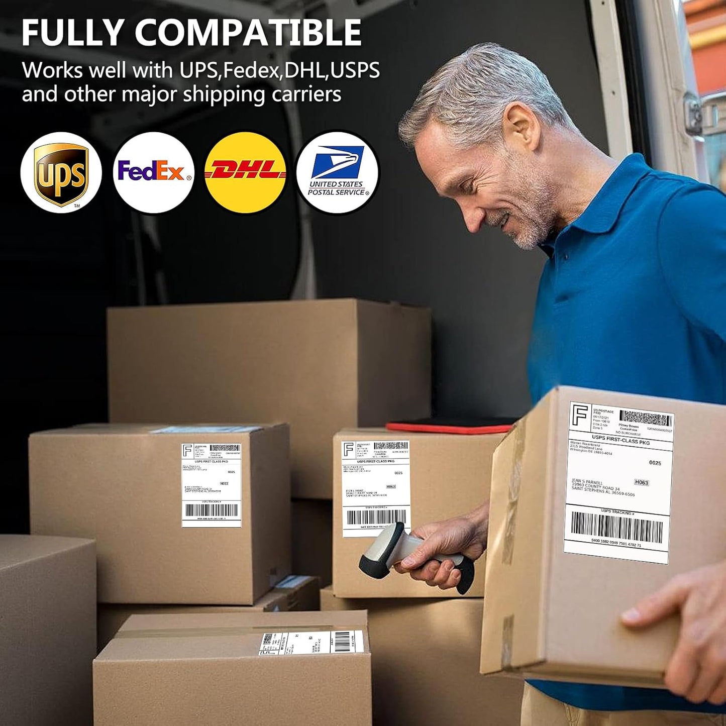 FungLam 4"x6" Thermal Mailing Labels - 450 Labels/Roll (4 Rolls), Compatible with JADENS, Munbyn, Rollo, iDPRT Printers