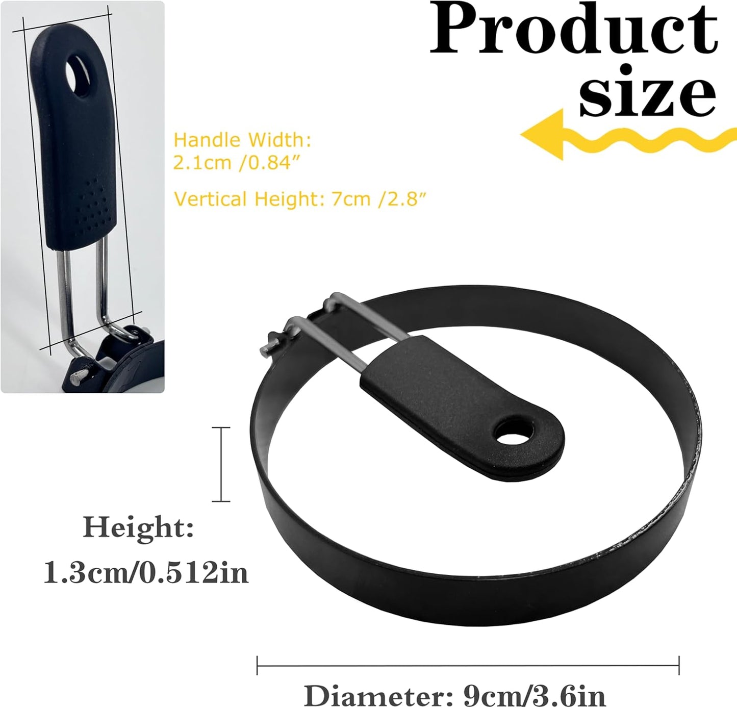 4 packs 3.5'' Egg Rings Set with Silicone Handle, Stainless Steel Egg Cooking Rings,Nonstick，For Frying Eggs and Egg Mcmuffins, Egg Mold For Breakfast