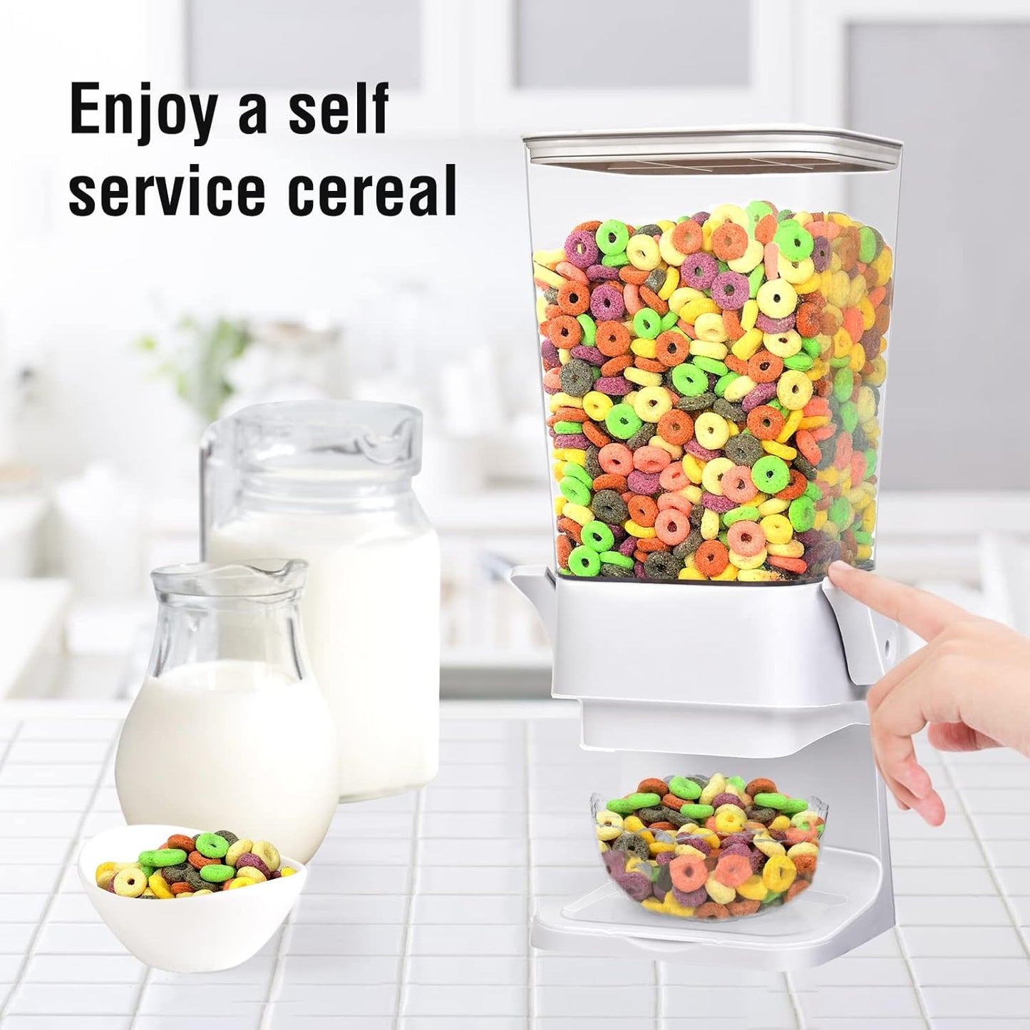 Cereal Dispenser Countertop 2 Pack 5.5 Qt Large Cereal Storage Container Holder Dispenser for Pantry Dry Food Snack Nut Candy Dispenser Countertop Kitchen Organization Storage for Oatmeal Granola