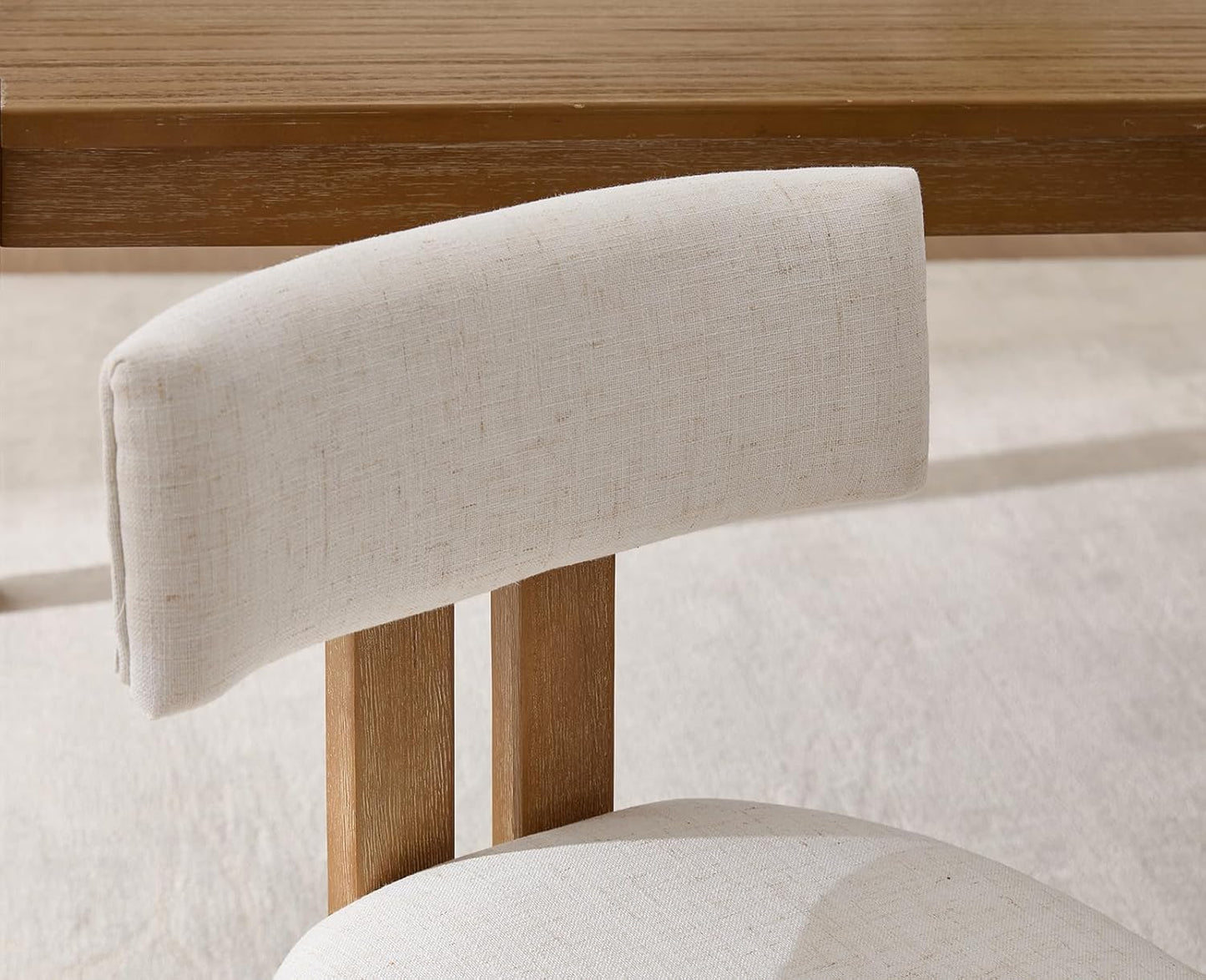 chairus Linen Dining Chairs Set of 6 Modern Farmhouse Kitchen Chairs with Open Low Back Upholstered Wood Side Chairs for Dining Room, Restaurant, Living Room, White