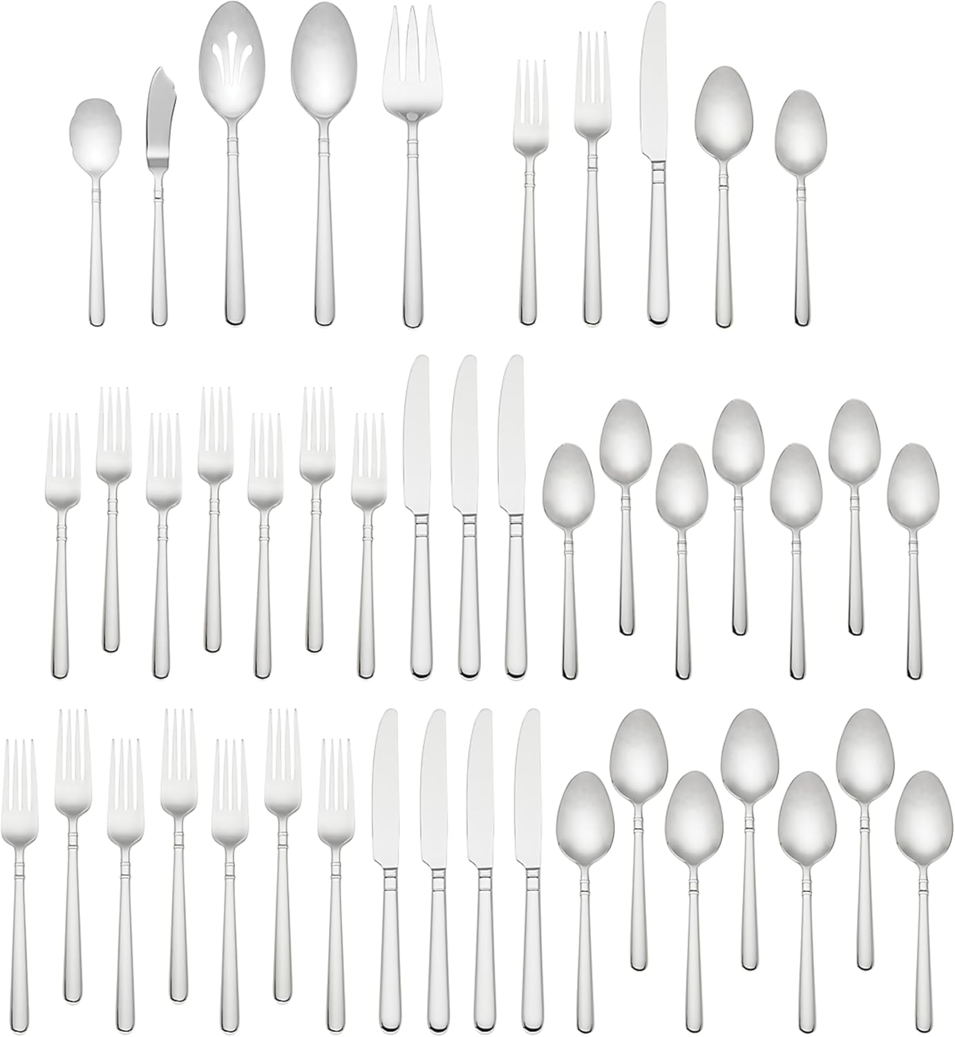 Kate Spade New York Carlton Street 45-Piece Flatware Set, 7.05 LB, Metallic