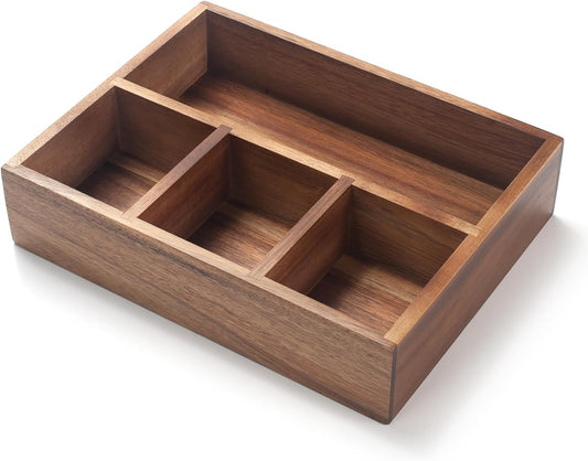 Tea Bag Holder, Acacia Wood Tea Bag Storage Organizer, Tea Candy Basket, Sugar Packet Organizer, Coffee Station Condiment Organizer