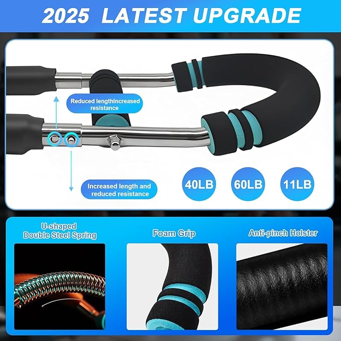 Twister Arm Trainer, Adjustable Power Twister Bar, Chest Shoulder Arm Muscle Training Equipment, Portable Spring Resistance, Detachable Design.