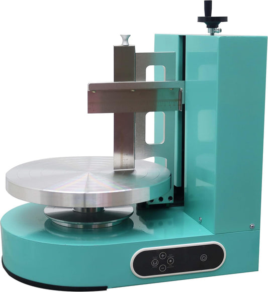 TECHTONGDA Cake Decorating Coating Machine Cream Spreading Automatic Frosting Turntable with Graduated Scraper 60-320RPM Rotating Speed for 4-12inch Cakes Green