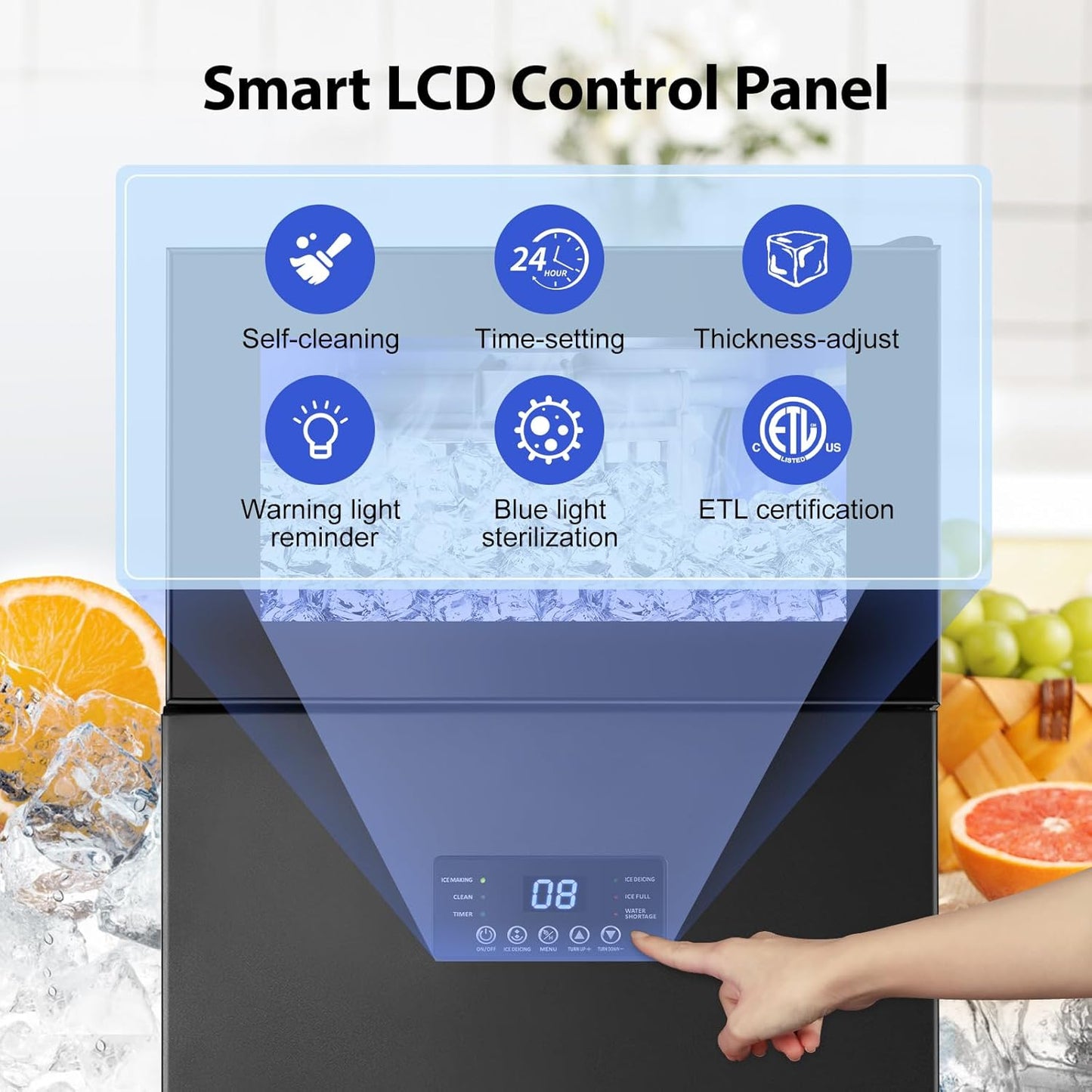 Commercail Ice Maker 160Lbs/24H with 35Lbs Ice Capacity,Upgraded 15" Wide Under Counter Ice Machine 63Pcs Ice Cubes, Commercial Ice Machine Self Clean Stainless Steel Built-in or Freestanding