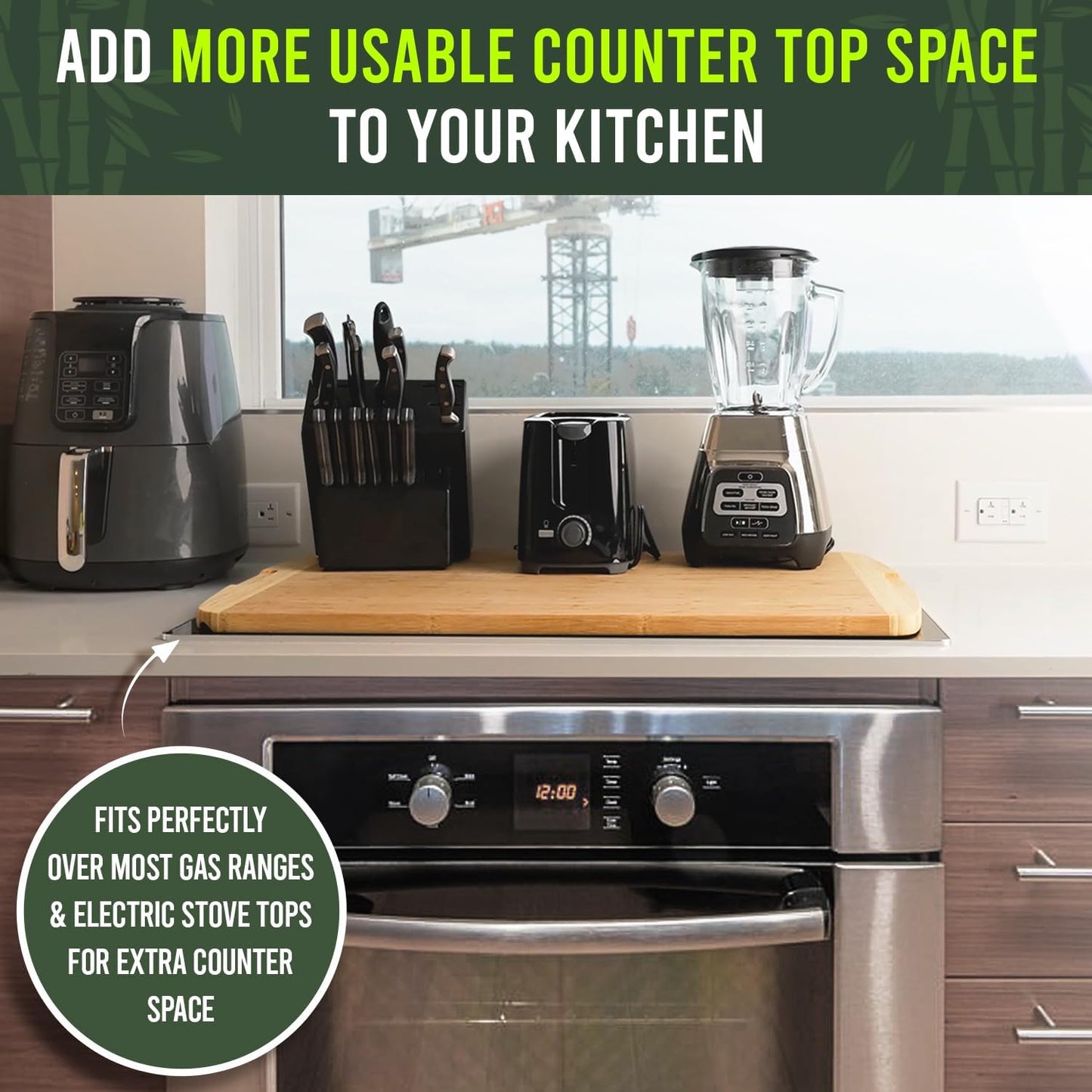 FSC® Certified Organic 30 x 20 Inch Extra Large Bamboo Cutting Board with Lifetime Replacements – 3XL Butcher Block, Oversized Carving & Charcuterie Board, Stovetop Cover for Kitchen Counter Space