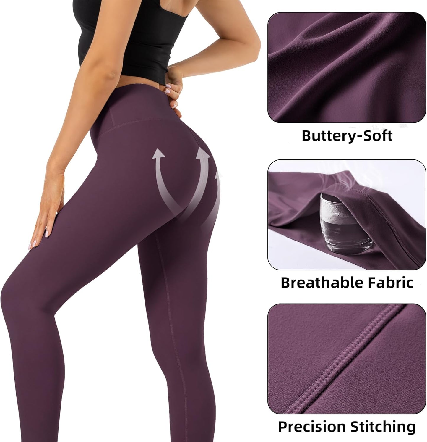 CHANAN High Waist Butt Lifting Leggings for Women Buttery Soft Breathable Yoga Pants with Hidden Pocket Tummy Control Gym