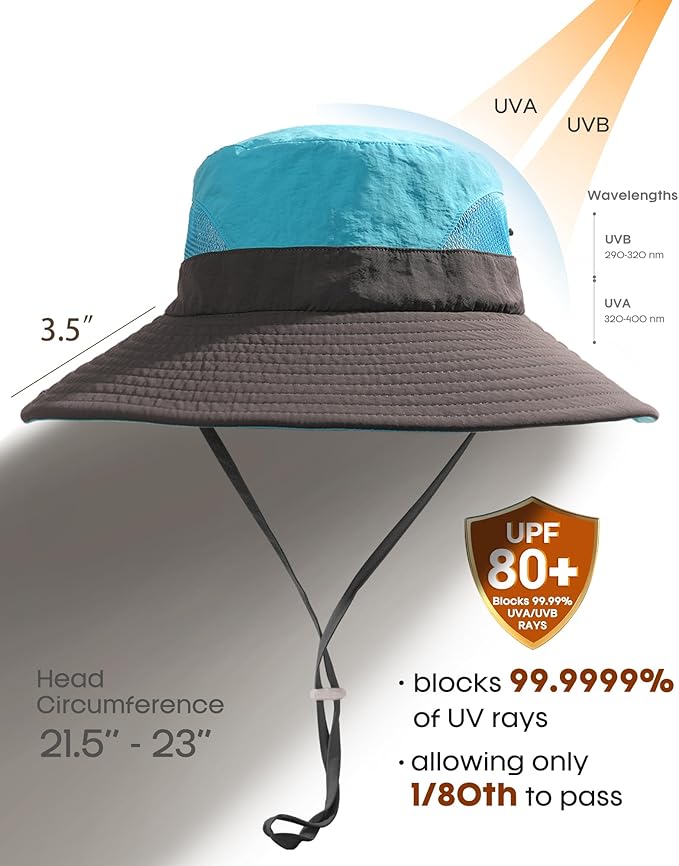 FURTALK Womens Sun Hat with Ponytail Hole Beach Hiking Summer Wide Brim UPF 80+ Outdoor Protection Foldable Bucket Hat