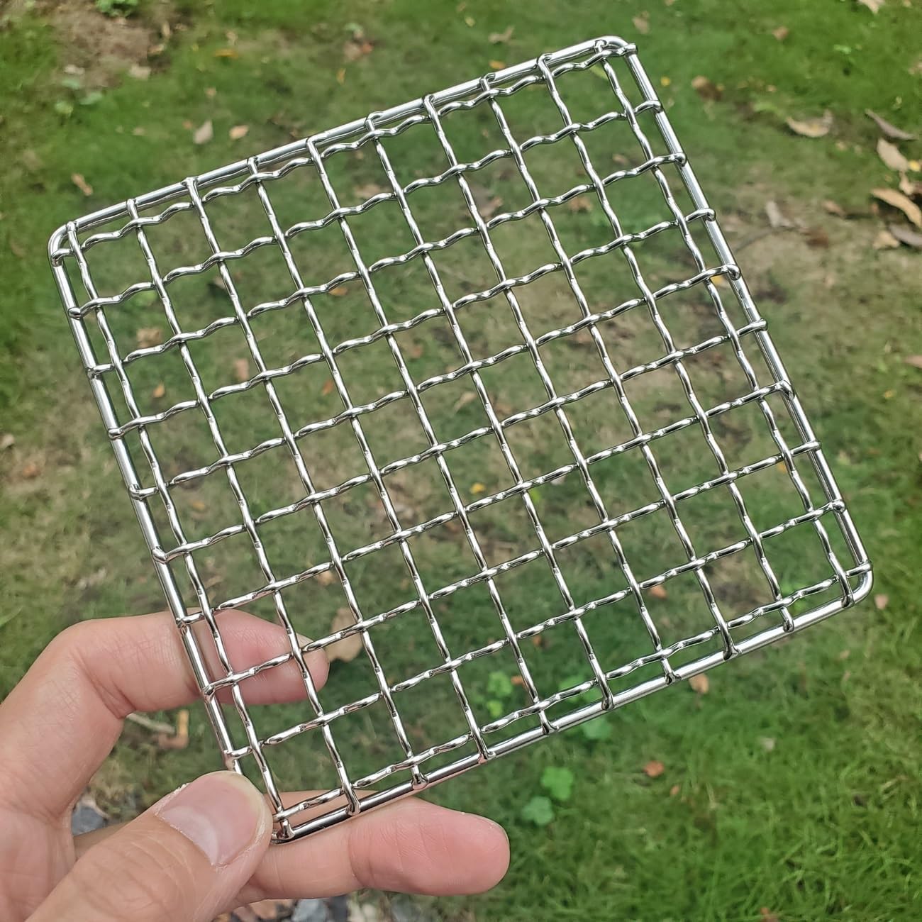 2Peices Backpacker Bushcraft Grill Grate Stainless Steel BBQ Cooking Grill Mesh Campfire Grill Square Round for Camping, Backpacking, Hunting Fishing