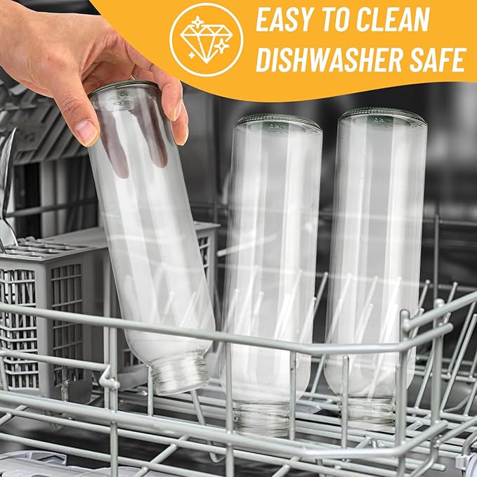 Sursip 24oz Glass Water Bottle Set of 10, Leak Proof Clear glass juice bottle for juicing, Reusable Drinking Bottles with Stainless Steel Lid, Beverage Storage Containers for Refrigerator-BPA Free