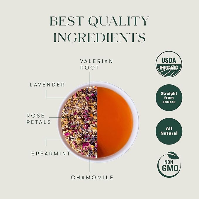 Luxmi Estates - Valerian Dream - Organic Valerian Root Tea for Sleep - Loose Leaf - 50g (25 Cups) | with Valerian Root, Chamomile & Lavender | Perfect Wellness Sleep Tea