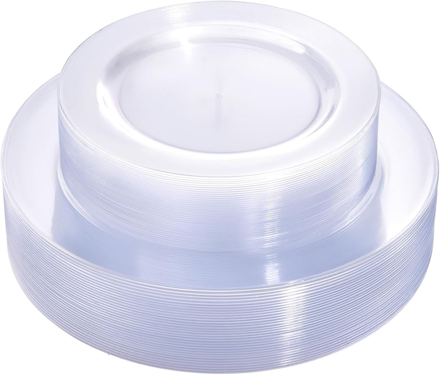 FLOWERCAT 60PCS Clear Plastic Plates - Disposable Clear Plates Heavy Duty for Party/Wedding/New Year - Include 30PCS 10.25inch Dinner Plates and 30PCS 7.5inch Dessert/Salad Plates