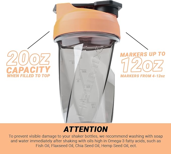 HELIMIX 1.5 Vortex Blender Shaker Bottle Holds Upto 20oz | No Blending Ball or Whisk | USA Made | Portable Pre Workout Whey Protein Drink Shaker Cup | Mixes Cocktails Smoothies Shakes | Top Rack Safe