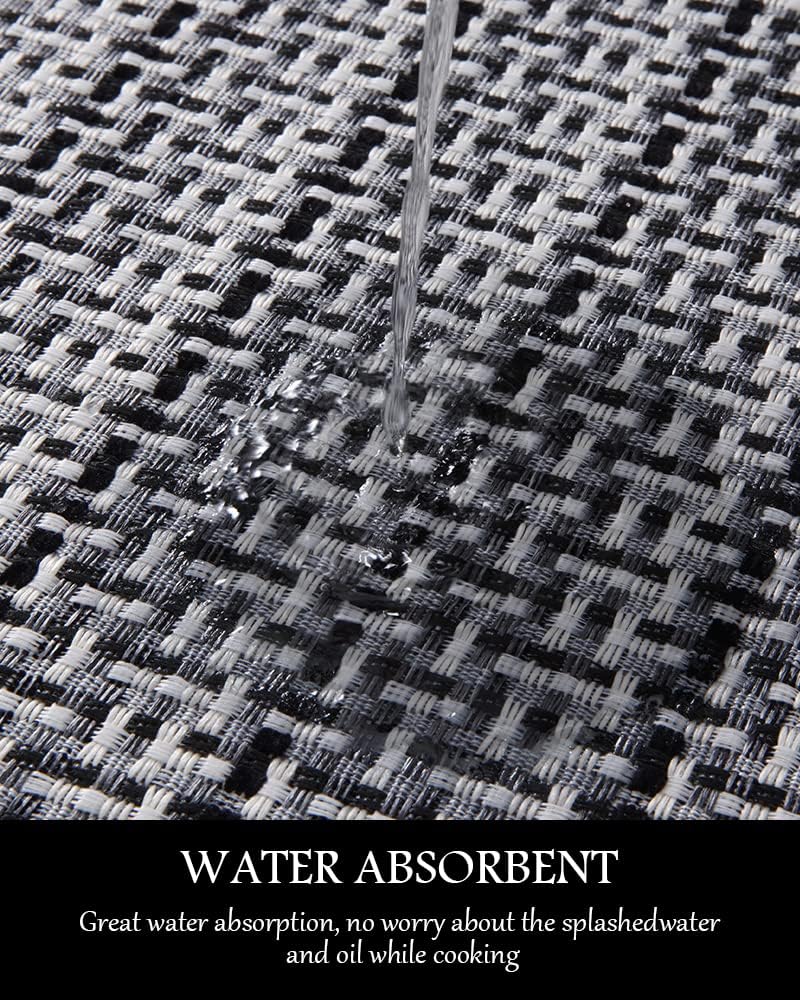 PADOOR Kitchen Mats for Floor, Kitchen Rugs Non Slip Washable, Rubber Backed Kitchen Runner Super Absorbent Kitchen Floor Mat Sink Rug, 17”x24” Black