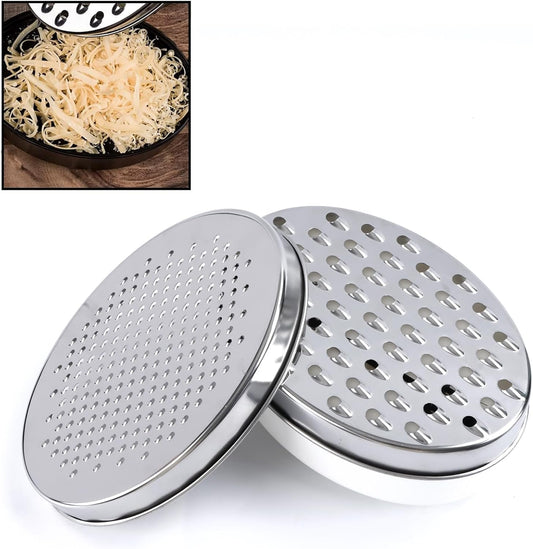 Cheese Grater Citrus Lemon Zester with Food Storage Container & Lid - Perfect For Hard Parmesan Or Soft Cheddar Cheeses, Ginger, Vegetables, Butter, Chocolate & Nutmeg (White)