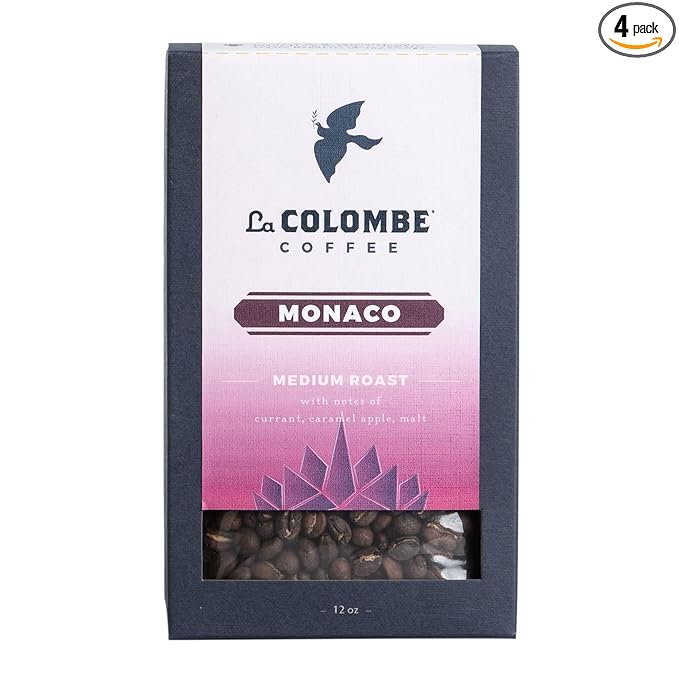 La Colombe Monaco Whole Bean Coffee, Full Bodied Medium Roast, Specialty Roasted, 12 Oz (Pack of 4)