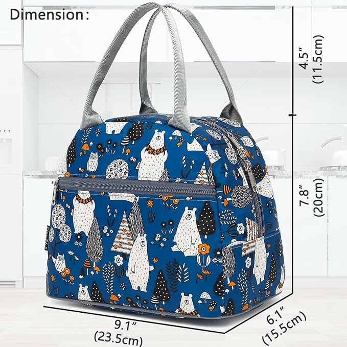 FlowFly Insulated Lunch Cooler Bag - Tote Bag Organizer for Women/Men, Owl
