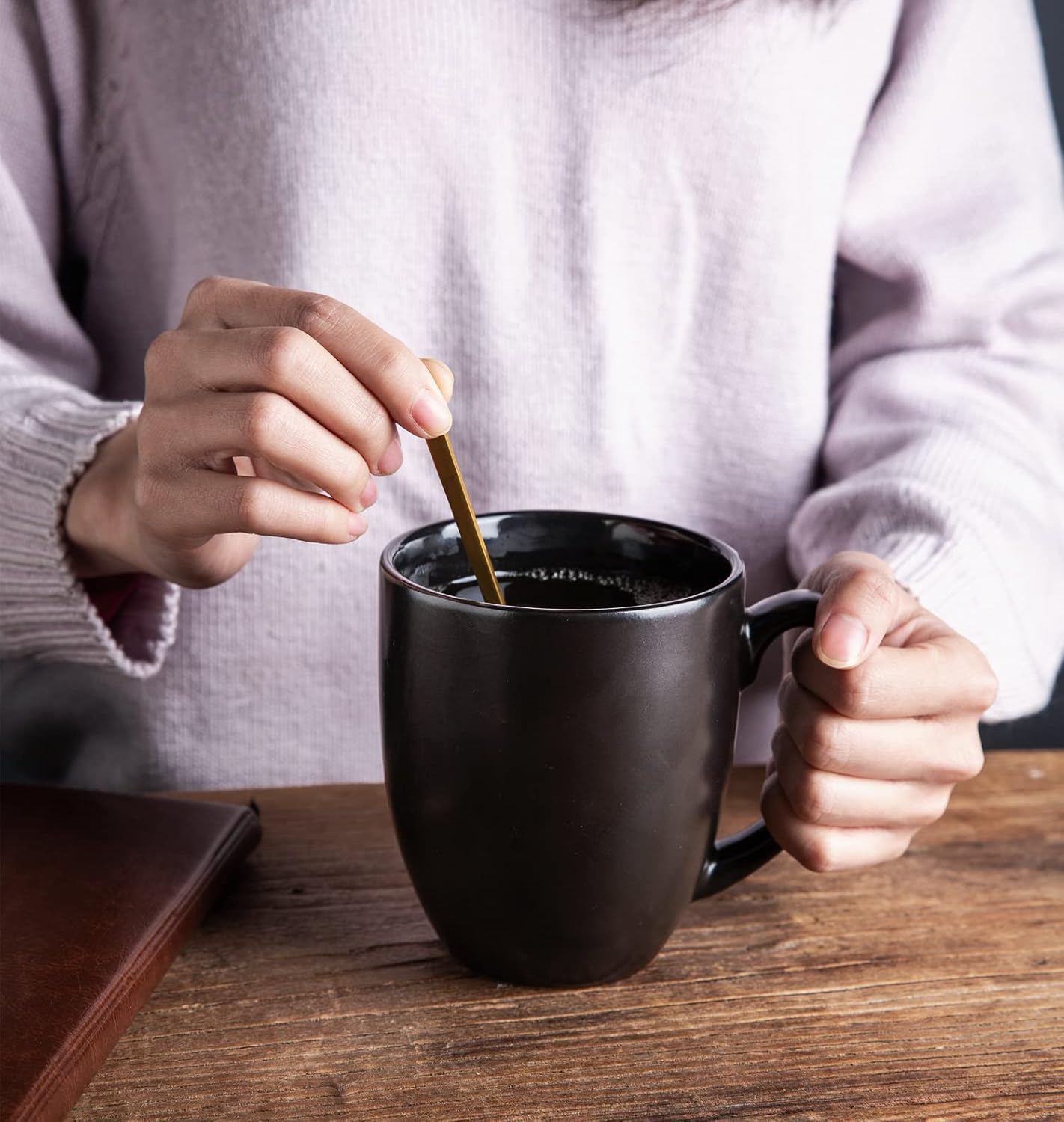 AmorArc 16oz Coffee Mugs Set of 6, Large Ceramic Coffee Mugs for Men Women Dad Mom, Modern Coffee Mugs with handle for Tea/Latte/Cappuccino/Cocoa. Dishwasher&Microwave Safe, Matte Black
