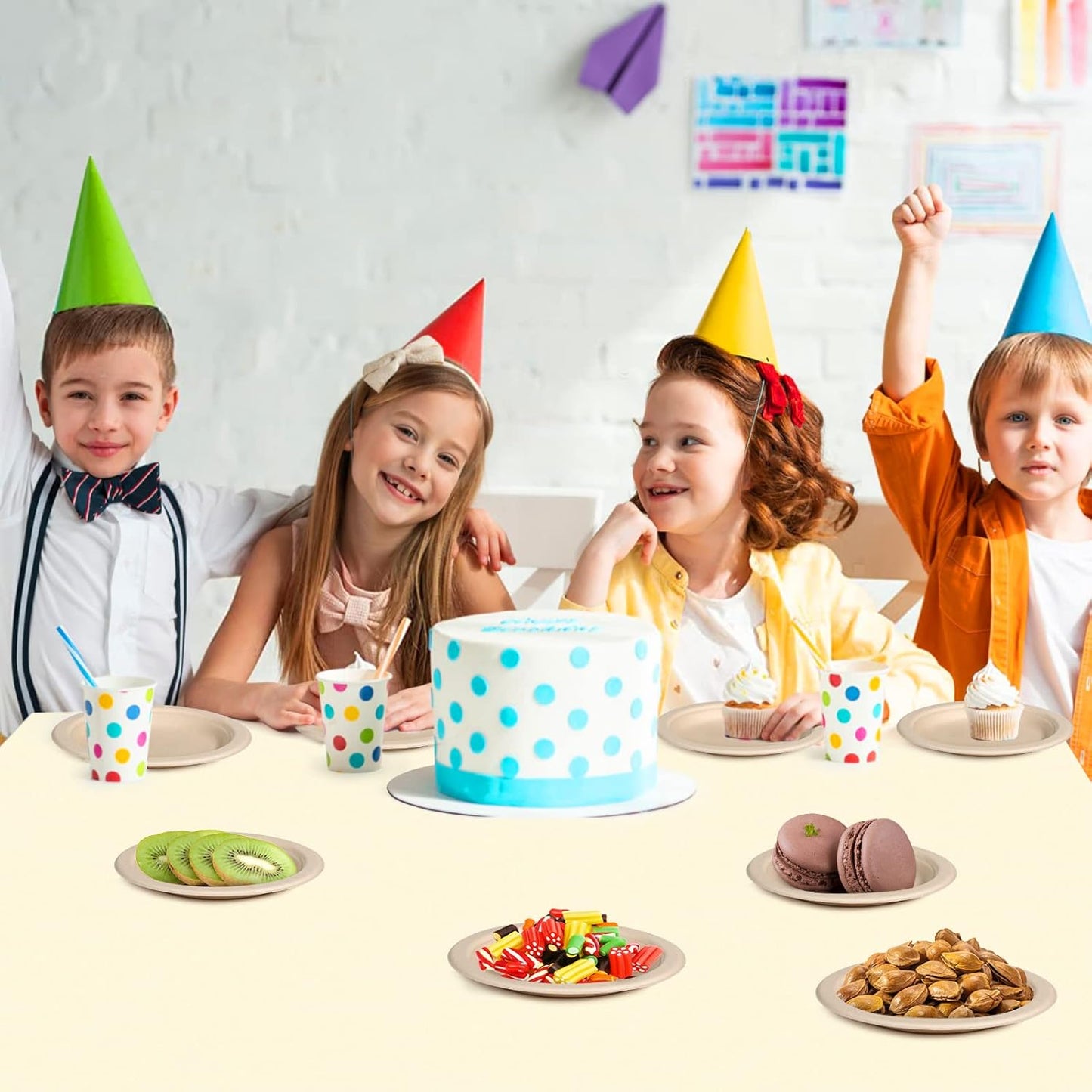 Compostable Disposable Paper Plates - 6 Inch, 100 Pack, Brown, Sturdy, Ideal for Dessert, Cake, Appetizer