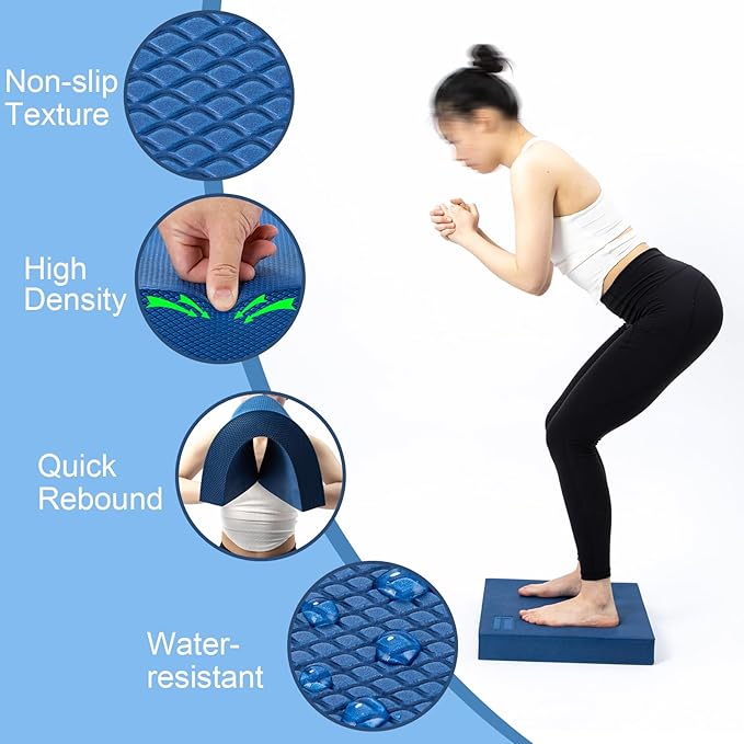 StrongTek Extra Wide Foam Balance Pad for Physical Therapy, 19" X 15.8" X 2.4", High-Density TPE Foam Pad for Exercise, Enhanced Stability, Core Strength, Non-Slip & Water-Resistant, for Fitness, Yoga