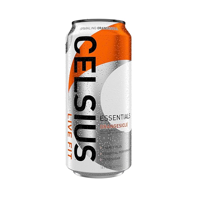 CELSIUS ESSENTIALS™ Sparkling Orangesicle, Sugar Free Performance Energy Drink, 16 Fl Oz (Pack of 12)