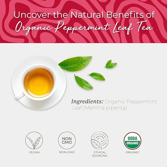 Starwest Botanicals Organic Peppermint Leaf Tea - Caffeine Free Herbal Tea, Supports Digestion, USDA Organic Peppermint Leaf, String Free Sachets, Non GMO - 20 Tea Bags