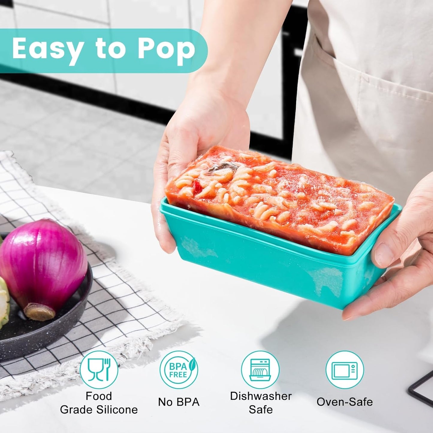 Gemice BPA-Free Silicone Freezer Molds with Base, Individual 6-Pack 1-Cup & 2-Cup Portion Soup Cubes Freezer Tray with Lids for Food Storage, Dishwasher Safe, Silicone Freezer Containers for Meal Prep