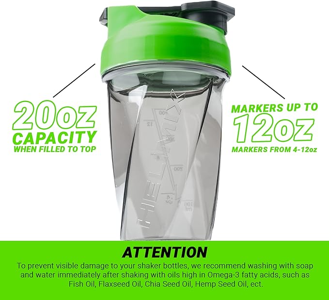 HELIMIX 1.5 Vortex Blender Shaker Bottle Holds Upto 20oz | No Blending Ball or Whisk | USA Made | Portable Pre Workout Whey Protein Drink Shaker Cup | Mixes Cocktails Smoothies Shakes | Top Rack Safe