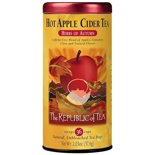 The Republic of Tea - Hot Apple Cider Tea, 36 Tea Bags, Tin | Harvest Herbal Blend | Caffeine-free