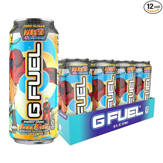 G Fuel Energy Drink, Pomelo White Peach, Sugar Free Beverage with 300mg Caffeine, Daily Energy Boost with Focus Amino, Vitamin + Antioxidants, 16 oz Cans (Sage Mode, 12-Pack)