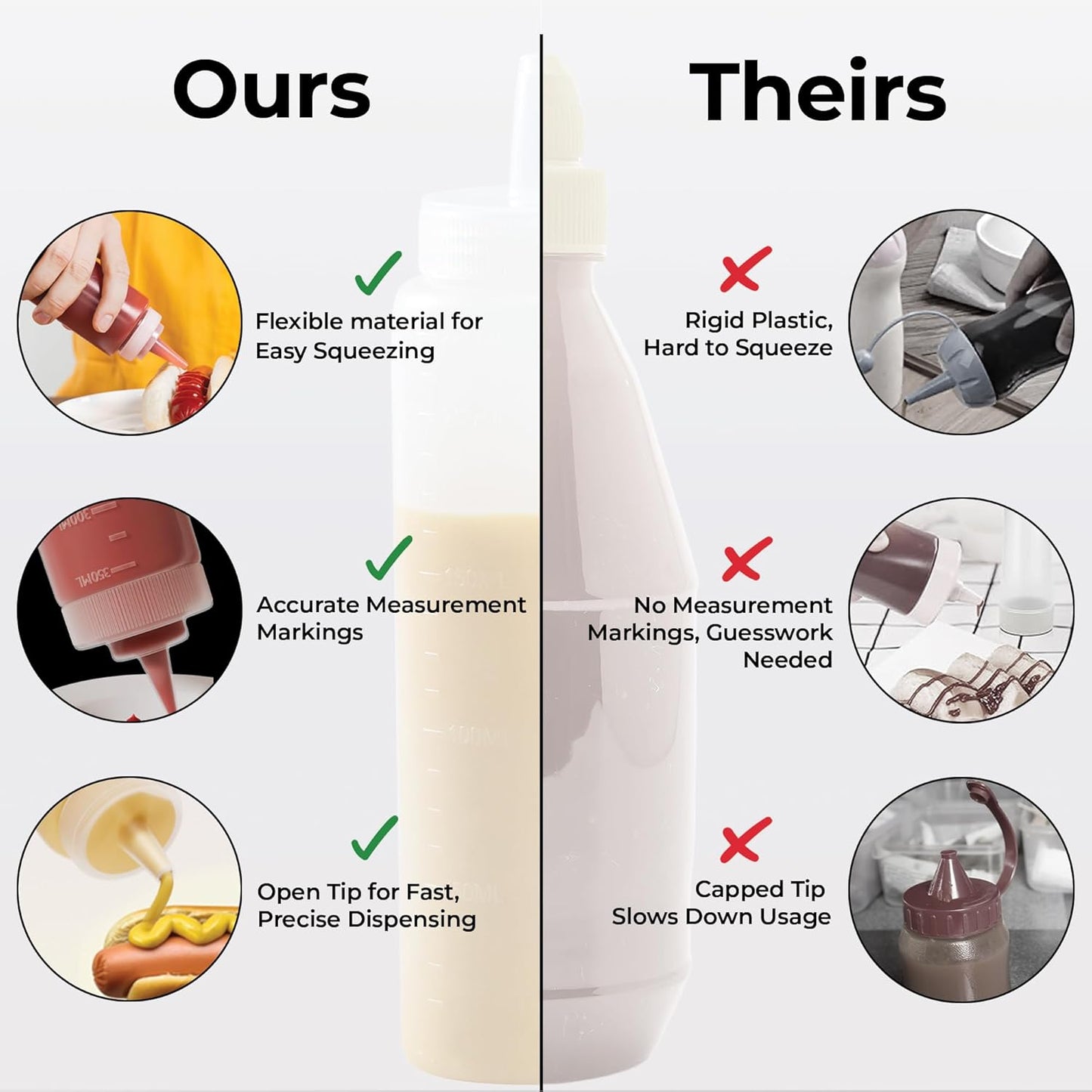 Restaurantware-8 Ounce Condiment Squeeze Bottle, 1 With Lid Plastic Squeeze Bottle - Precison Dispensing Tip, Flexible, Clear Plastic Squeeze Bottle For Sauces, For Sauces, Spreads, Or Condiments,